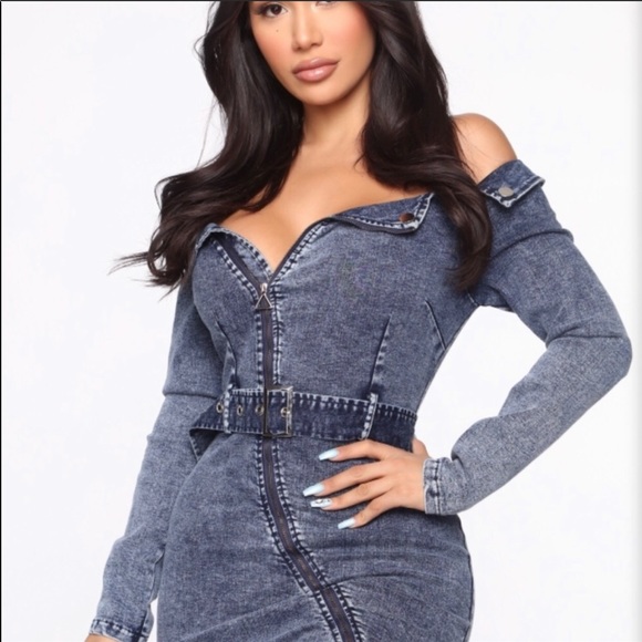 🛑 Jean Off-The-Shoulder Dress - Picture 5 of 6